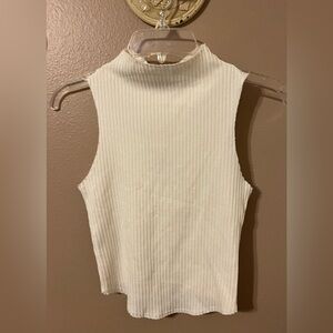 Wild Fable Responsible Style White Ribbed Mock Neck Crop Tank